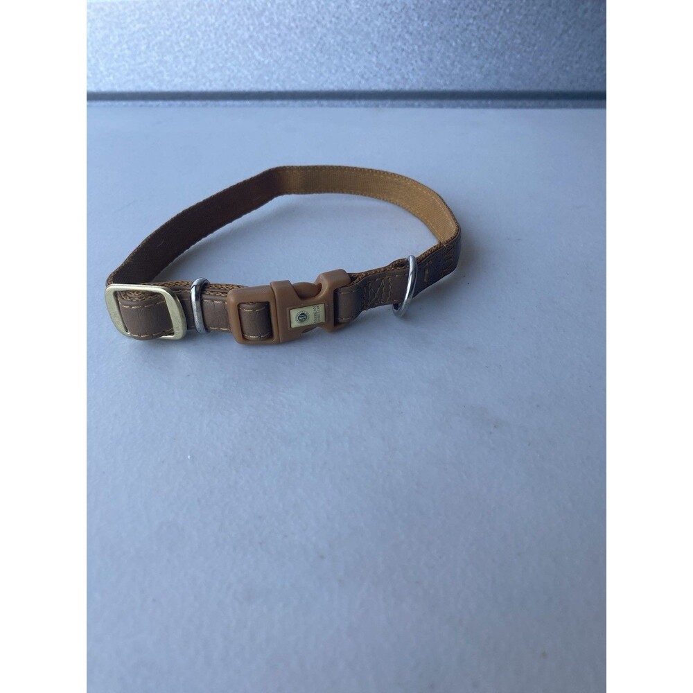 American Kennel Club AKC Tan Leather Dog Collar Adjustable Brass Buckle 17 In